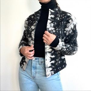 Anthropologie NWOT  black white wool blazer / dressy jacket